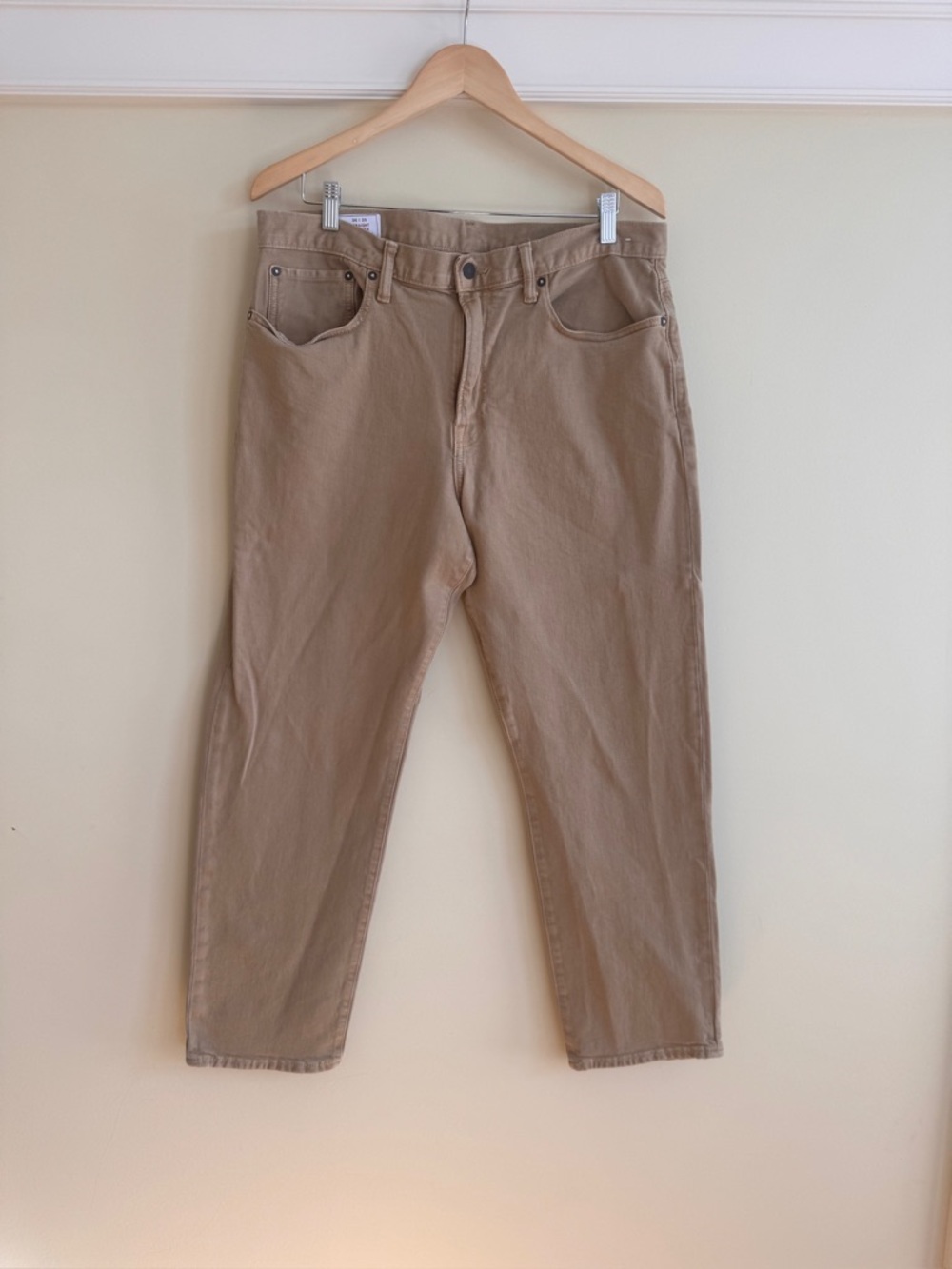 Gap Straight GapFlex Jeans Tan Khaki 36x30 Stretch 5-Pocket